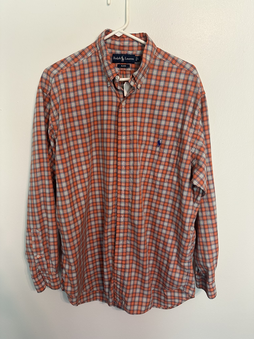 Ralph Lauren Orange and White Plaid Button-Down Shirt
